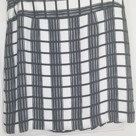 Judith & Charles Lined Black and White Plaid Front Pleated A-Line Skirt Size 8 - Picture 3 of 8